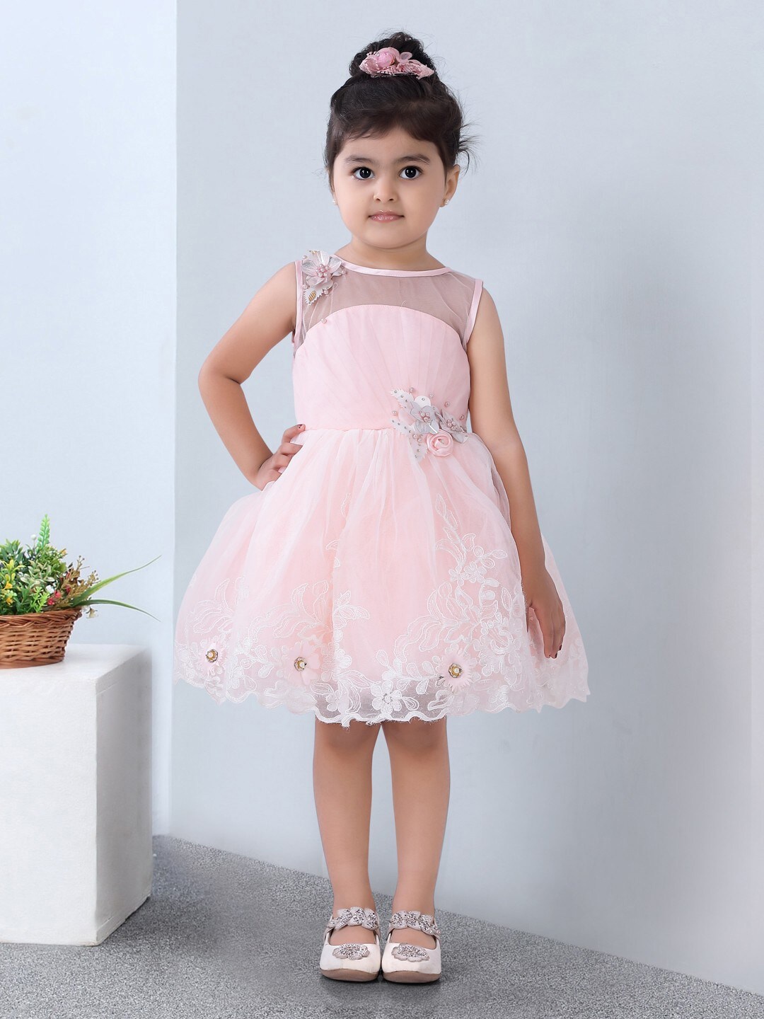 

JUST CHiLLiN Peach-Coloured Fit and Flare Dress