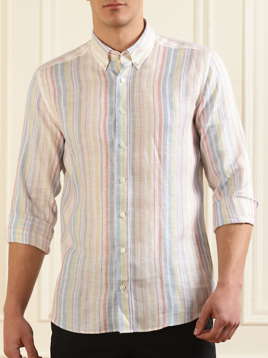 

HACKETT LONDON Men Multicoloured Slim Fit Multi Stripes Striped Casual Shirt