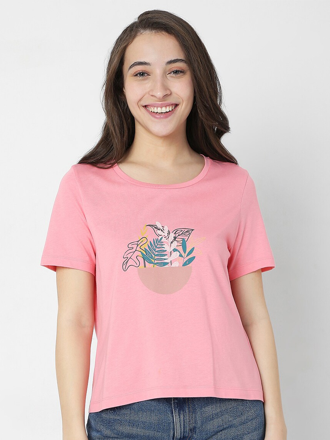 

Vero Moda Women Pink & light pink Printed T-shirt