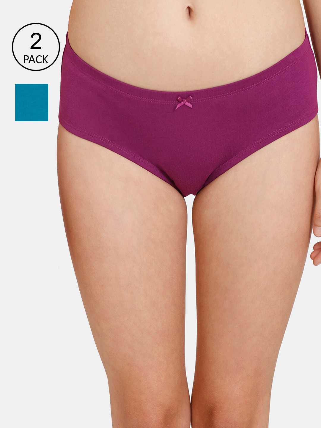 

Rosaline by Zivame Pack of 2 Blue & Purple Low Rise Full Coverage Cotton Hipster Briefs