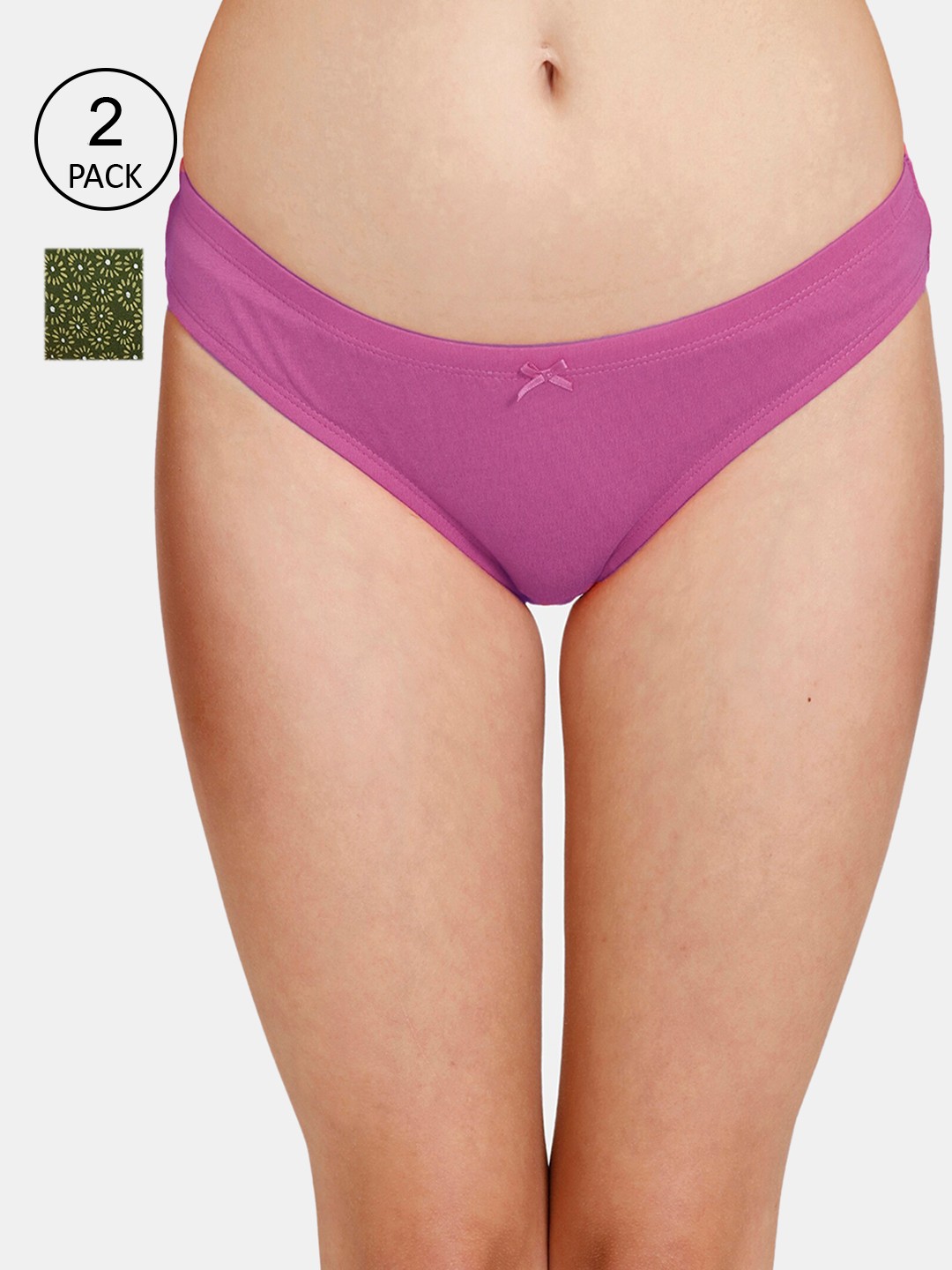 Rosaline by Zivame Pack of 2 Women Low Rise Full Coverage Hipster Briefs - RO2046FASHCBLUE, Green