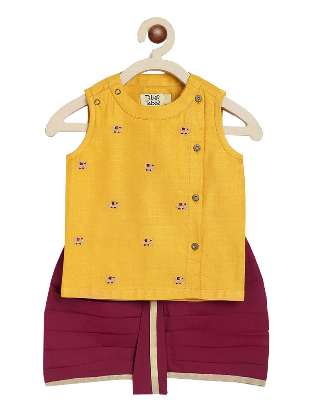 

Tiber Taber Boys Yellow Kurta with Dhoti Pants
