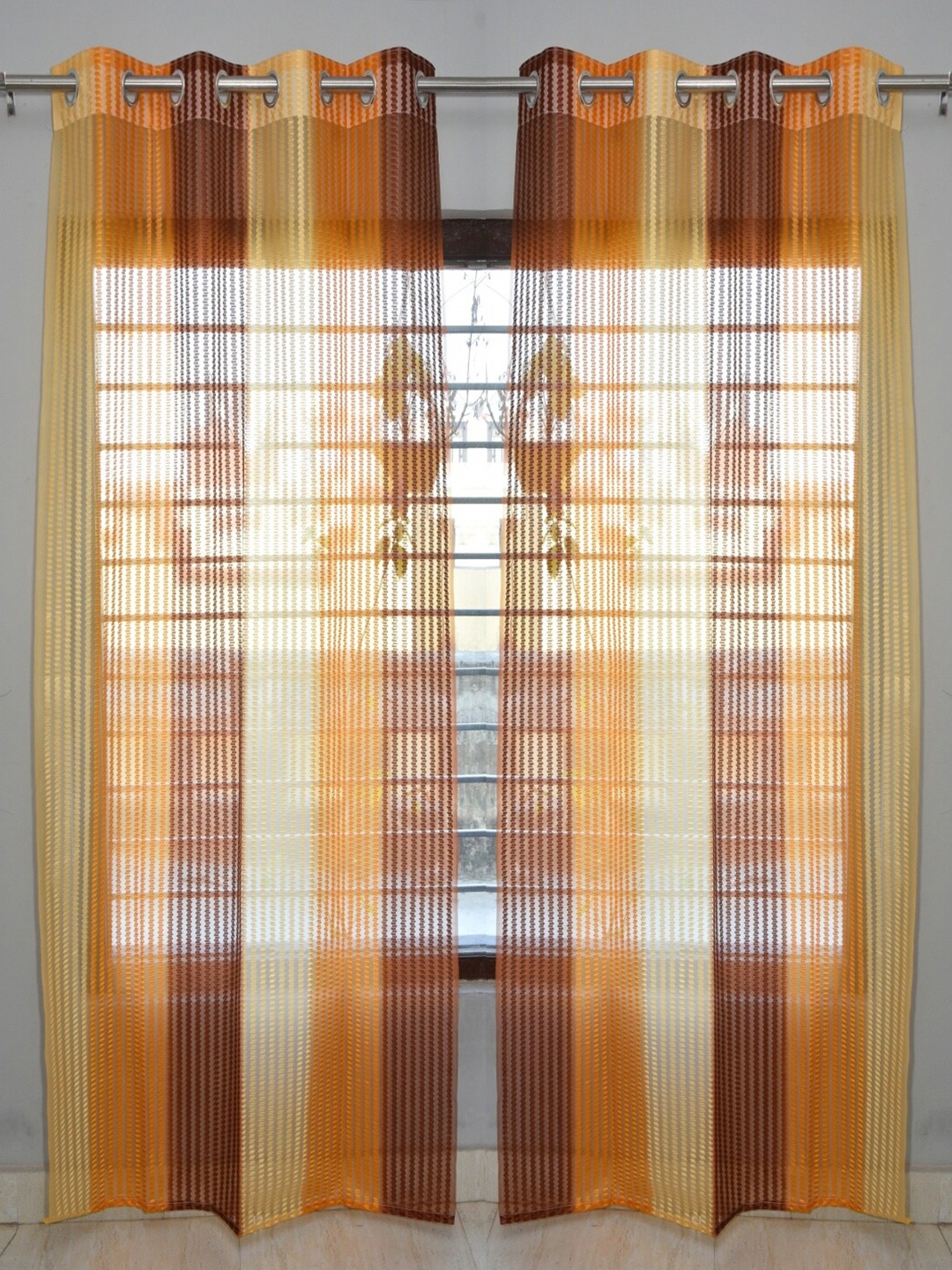 

Homefab India Unisex Orange Curtains and Sheers