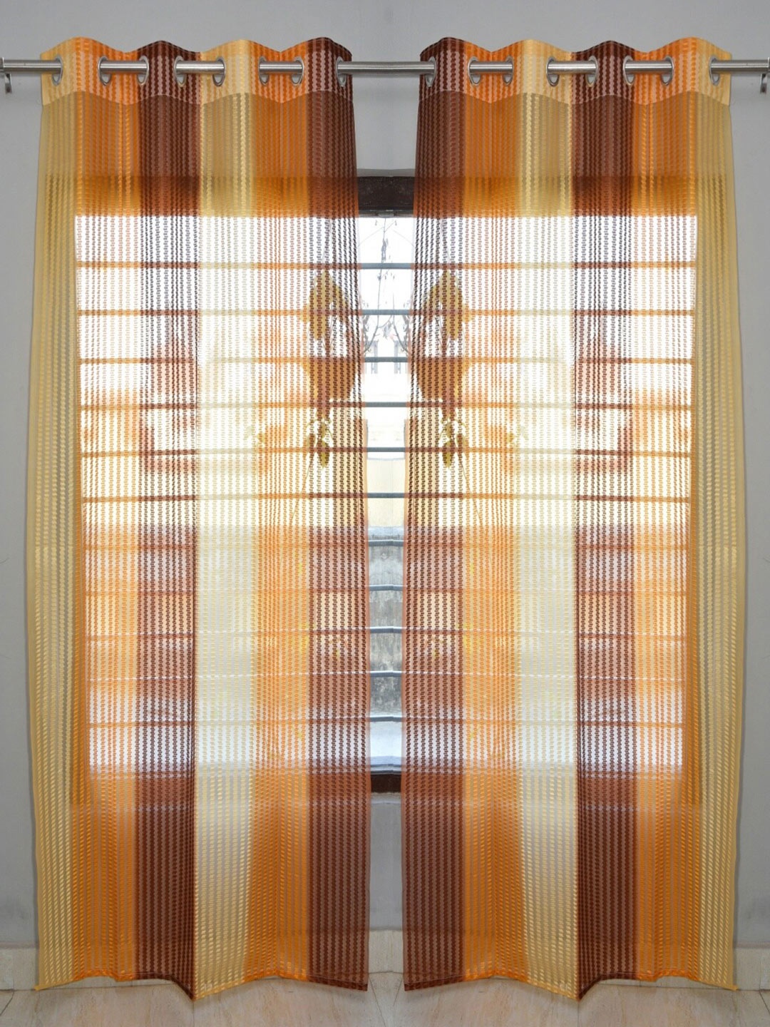 

Homefab India Unisex Orange Curtains and Sheers