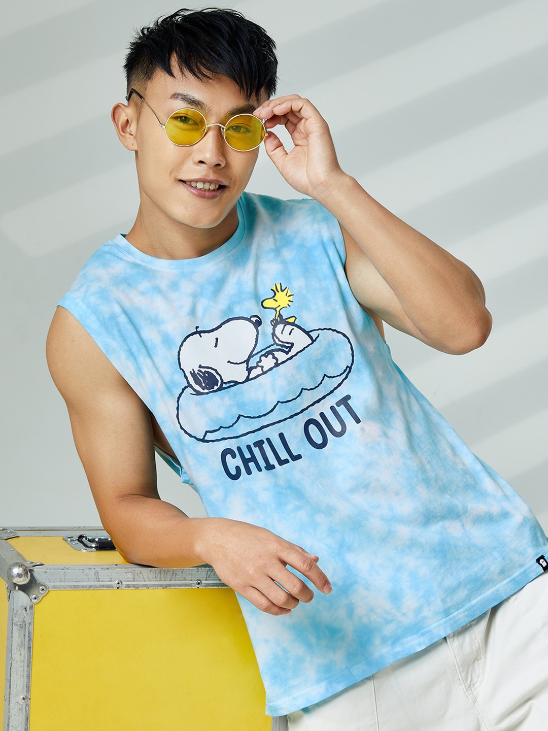 

The Souled Store Men Blue Printed Tie & Die Innerwear Vests