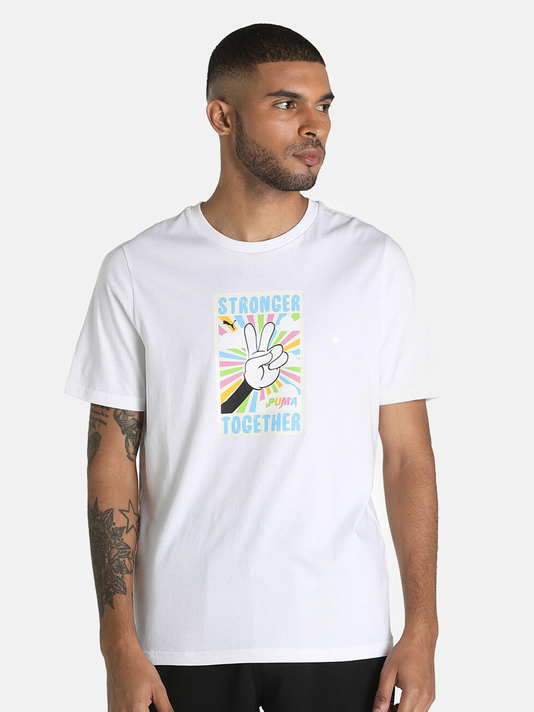

Puma Men White Graphic Printed T-shirt
