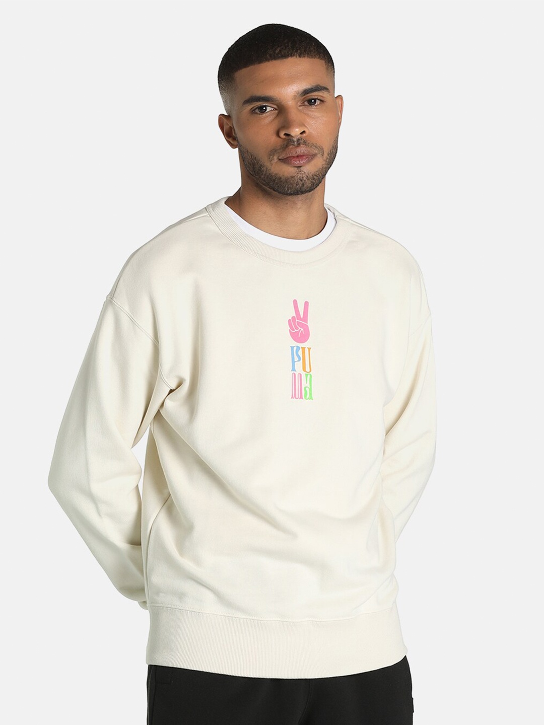 

Puma Men White Printed Sweatshirt