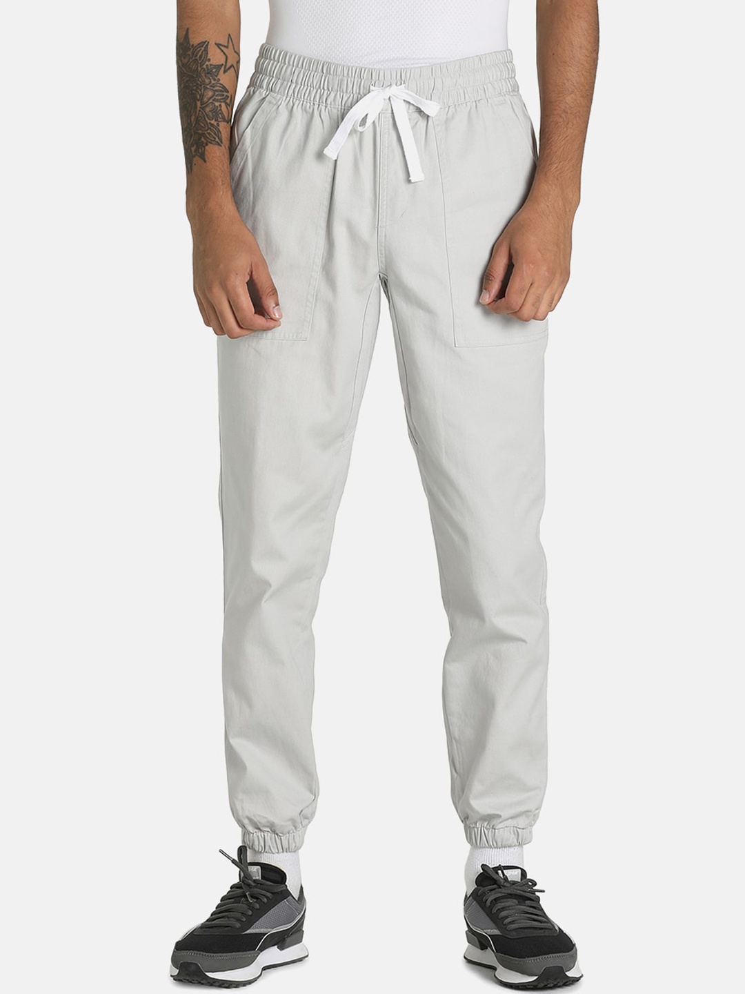 

Puma Men Grey Solid Cotton Joggers