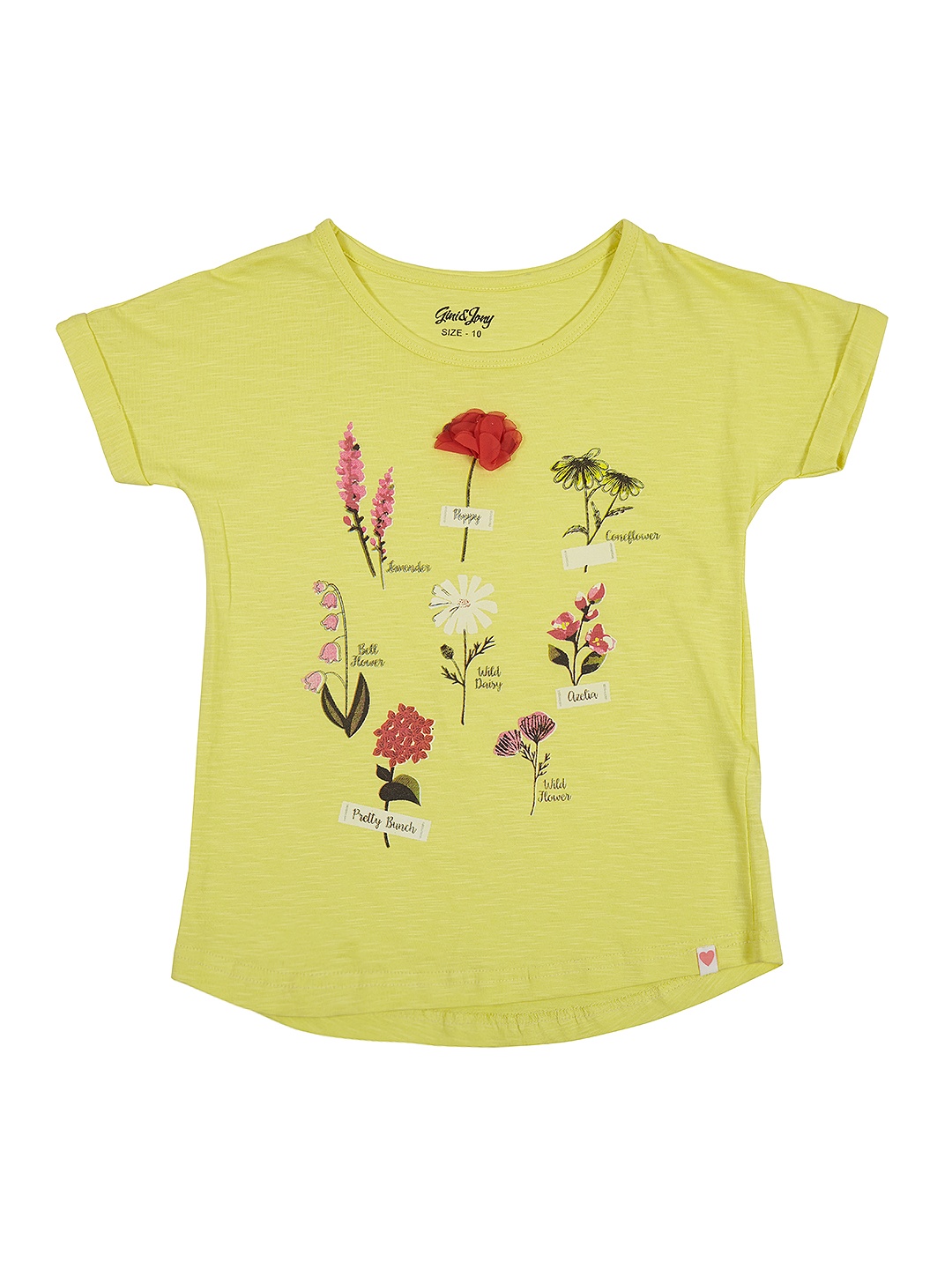 

Gini and Jony Girls Yellow Printed Pure Cotton Top