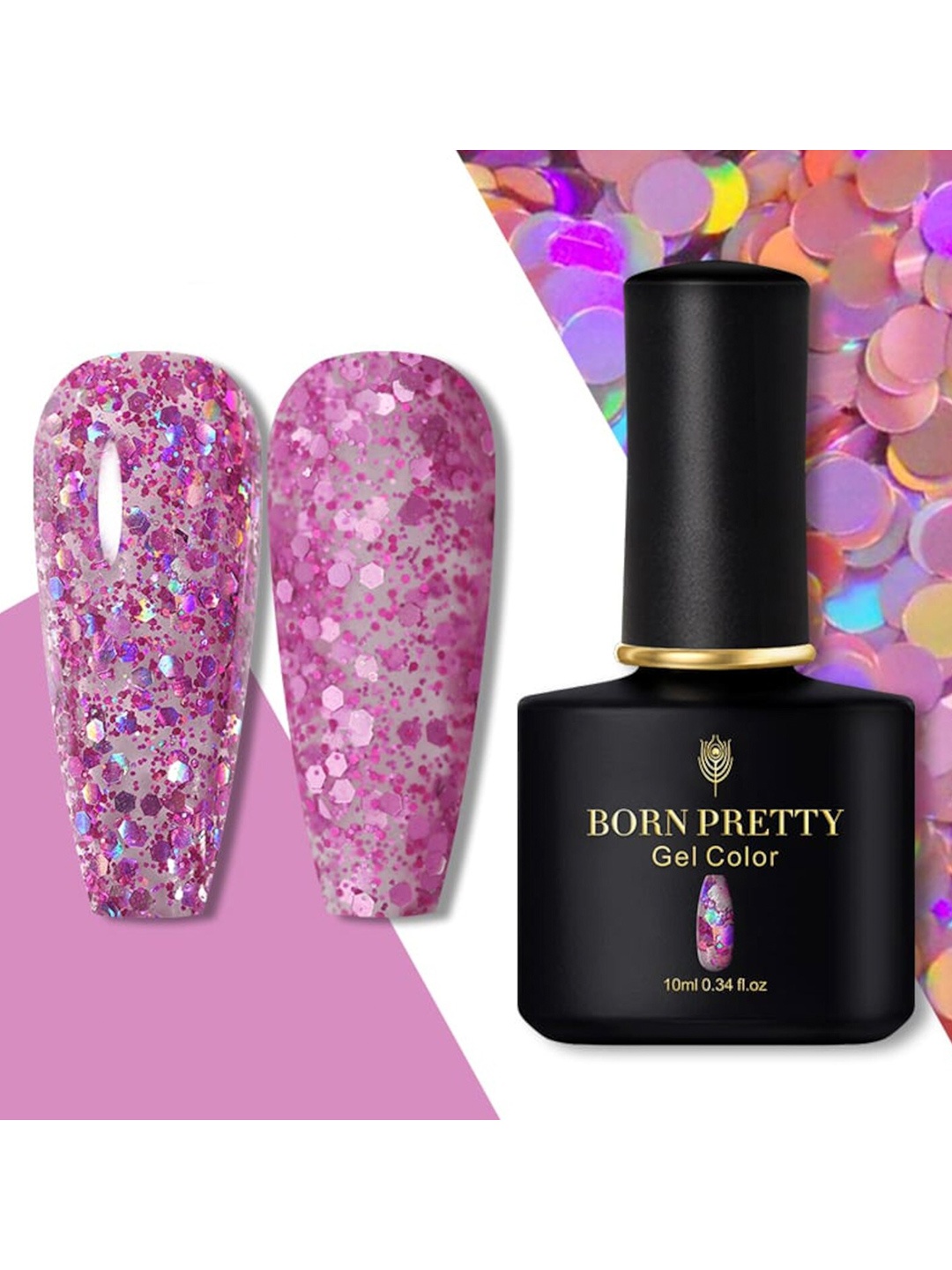 

BORN PRETTY Black Spar Series Glossy UV LED Matte Gel Nail Polish - Shade 15, Pink