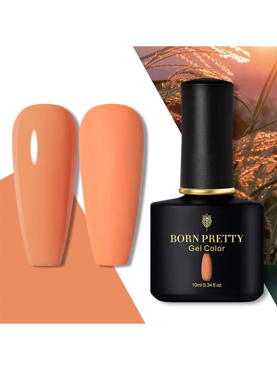 

BORN PRETTY Black Spar Series UV-LED Soak-Off Gel Nail Polish - BP37, Orange