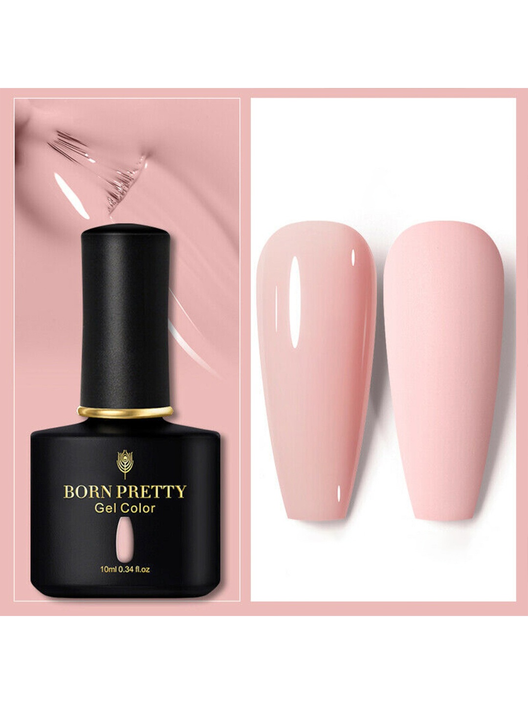 

BORN PRETTY Black Spar Series Glossy UV LED Matte Gel Nail Polish - Shade 17, Pink