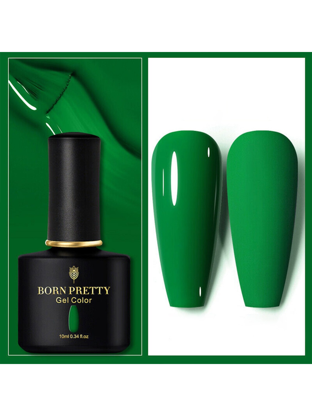 

BORN PRETTY Black Spar Series UV-LED Soak-Off Gel Nail Polish - Shade 06, Green