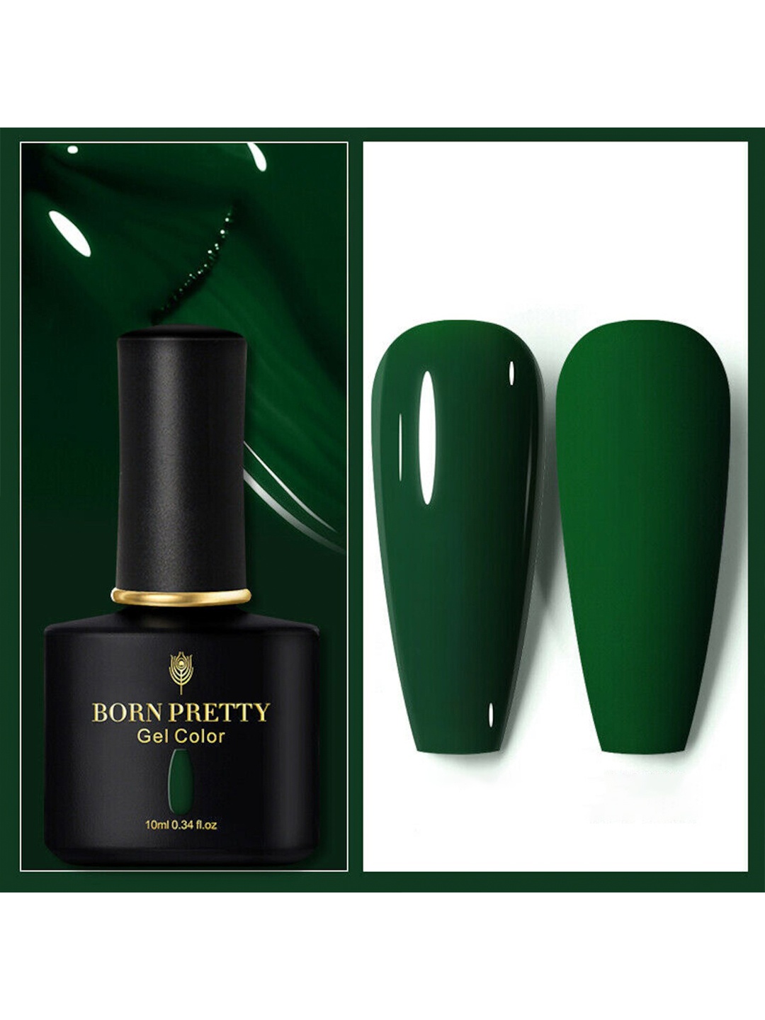 

BORN PRETTY Black Spar Series UV-LED Soak-Off Gel Nail Polish - Shade 51, Green