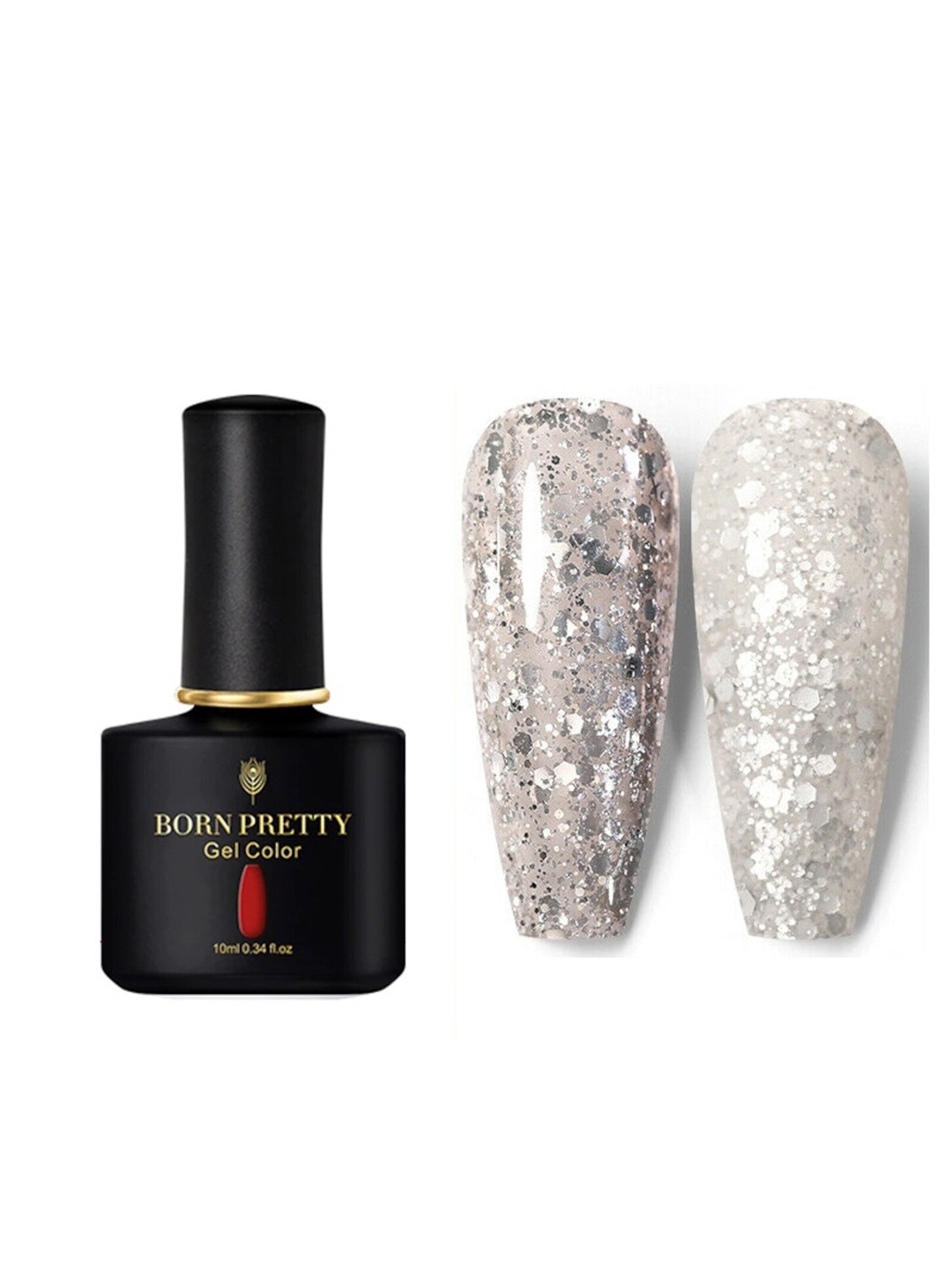 

BORN PRETTY Black Spar Series Glossy / Matte UV LED Gel Nail Polish 10 ml - Shade 13, Silver