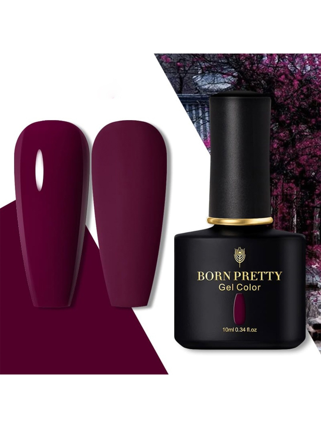 

BORN PRETTY Black Spar Series UV-LED Soak-Off Gel Nail Polish - Shade 30, Burgundy
