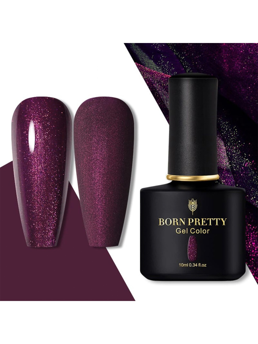 

BORN PRETTY Black Spar Series UV-LED Soak-Off Gel Nail Polish - Shade 53, Burgundy