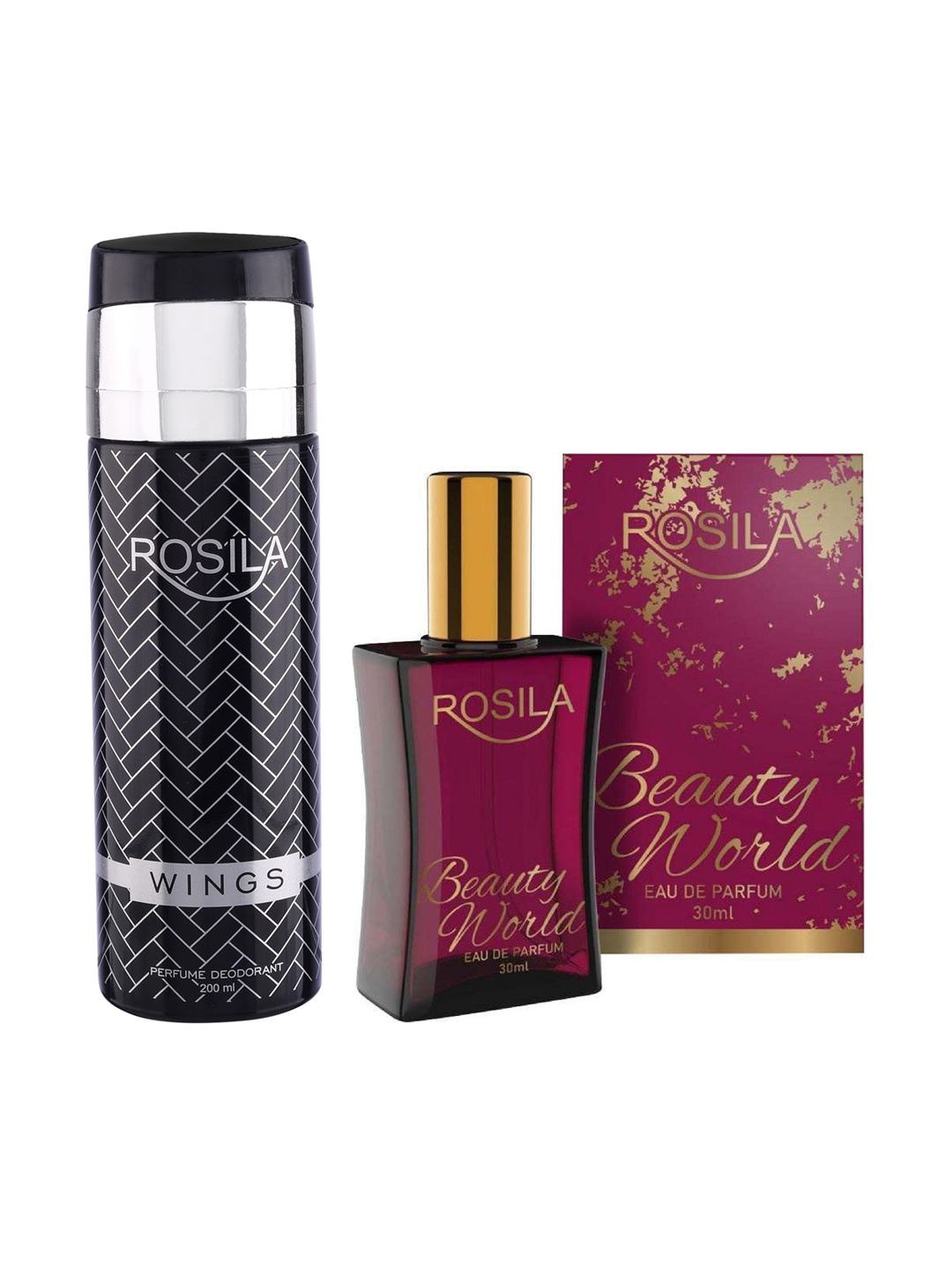 

ROSILA Set of Beauty World Eau De Parfum 30 ml & Wings Deodorant 200 ml, Black