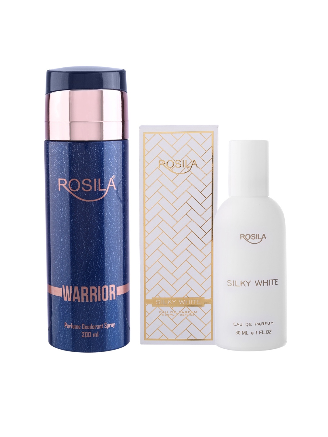 

ROSILA Combo of Warrior Perfume Deodorant 200 ml & Silky White Eau De Parfum 30 ml, Blue