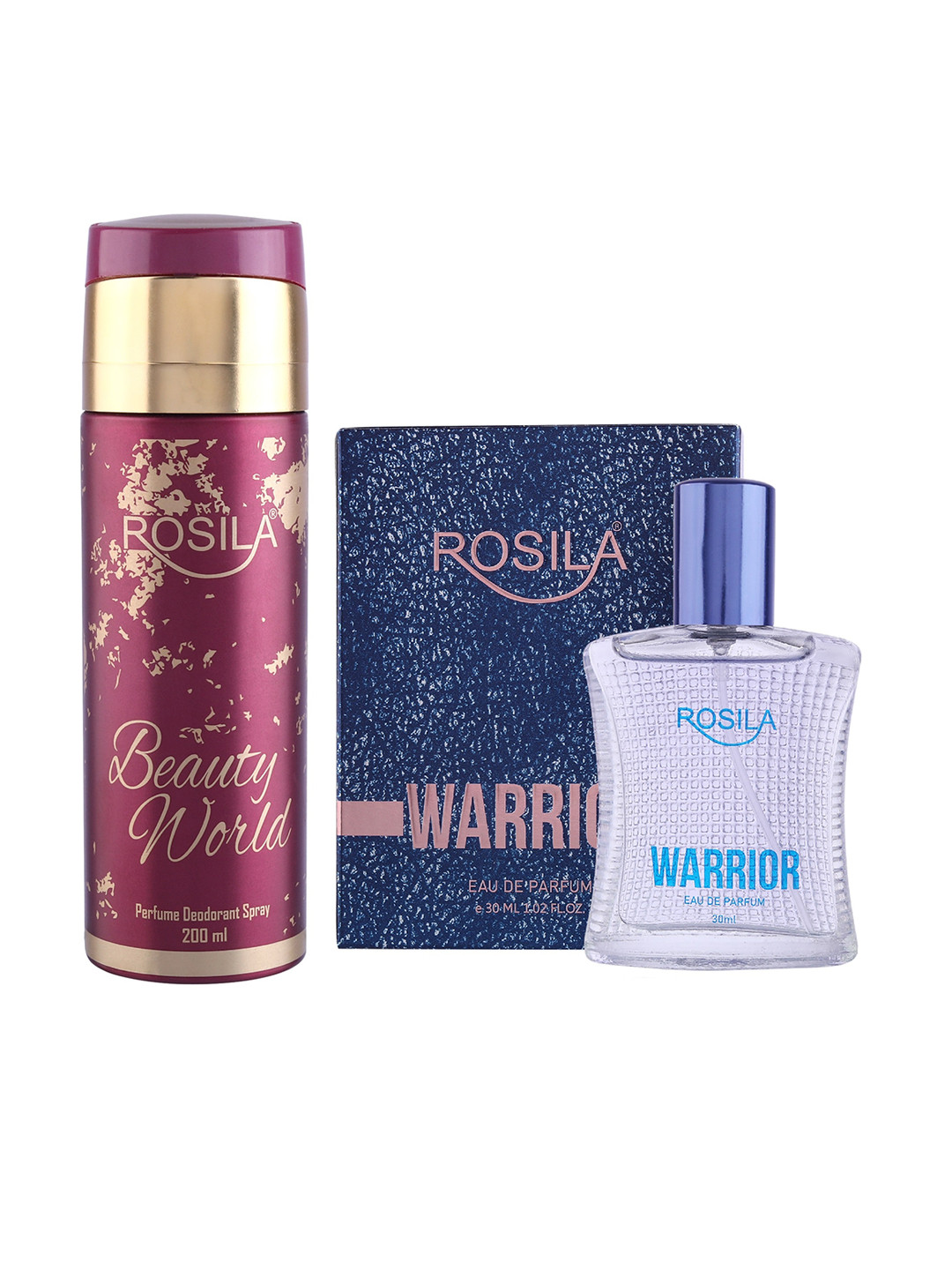 

ROSILA Set of Warrior Eau De Parfum 30 ml & Beauty World Deodorant 200 ml, Blue