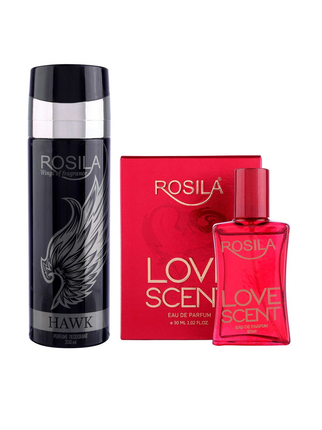 

ROSILA Set of Love Scent Eau De Parfum 30 ml & Hawk Deodorant 200 ml, Black