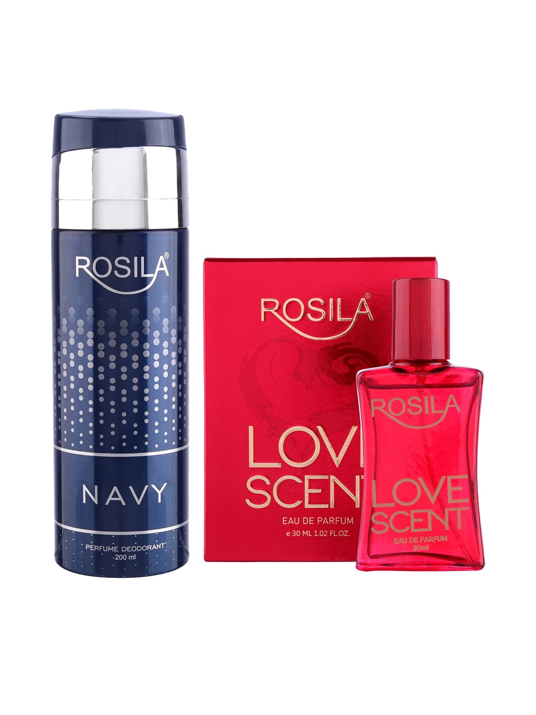 

ROSILA Combo of Navy Deodorant Body Spray 200 ml & Love Scent Eau De Parfum 30 ml, Blue