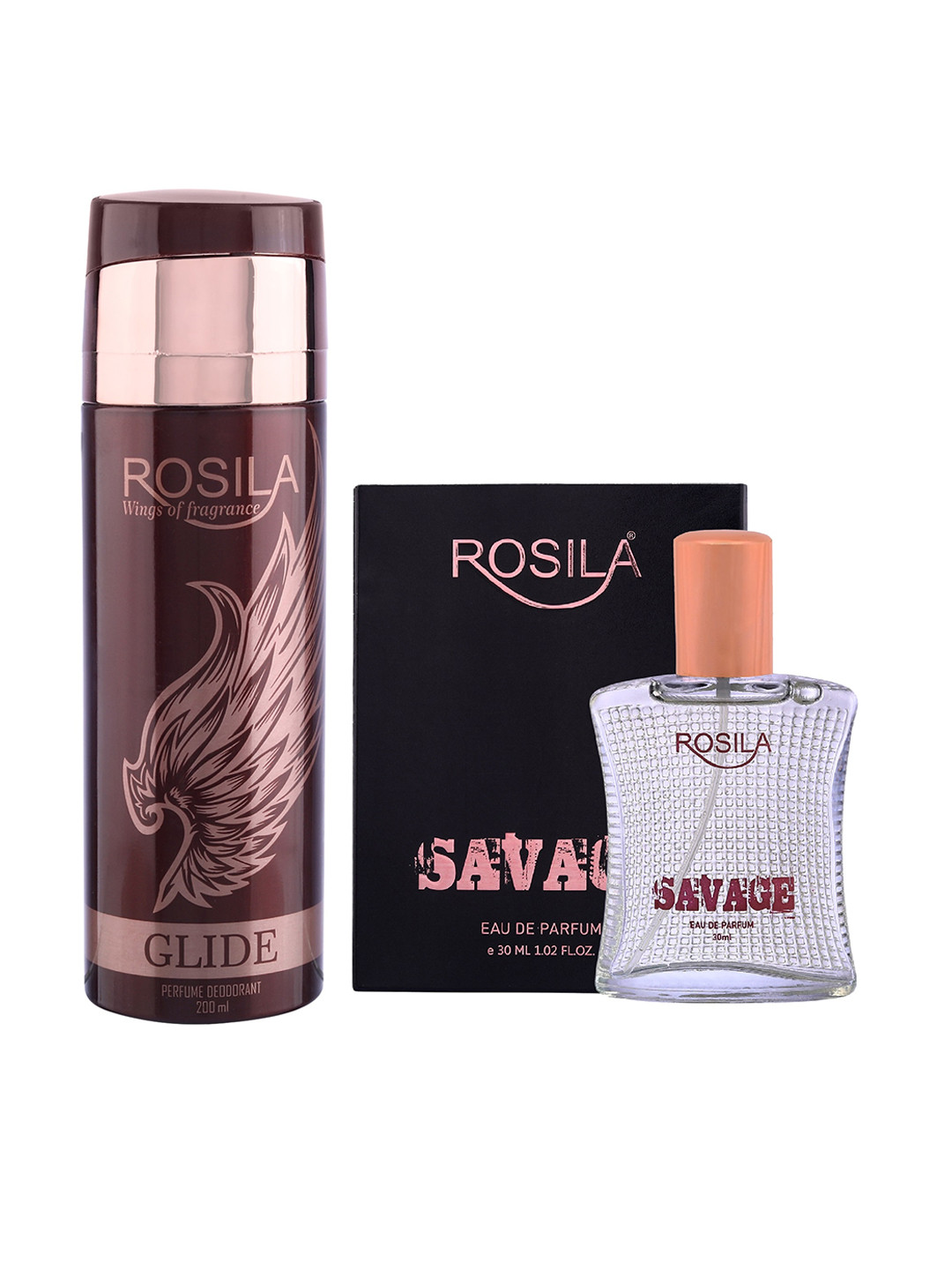 

ROSILA Glide Deodorant Body Spray 200ml With Savage Perfumee EDP 30ml, Rose gold