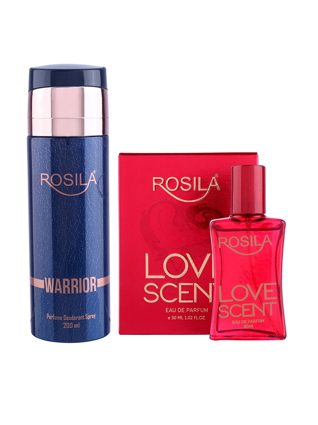 

ROSILA Combo of Warrior Deodorant Body Spray 200 ml & Love Scent Eau De Parfum 30 ml, Blue