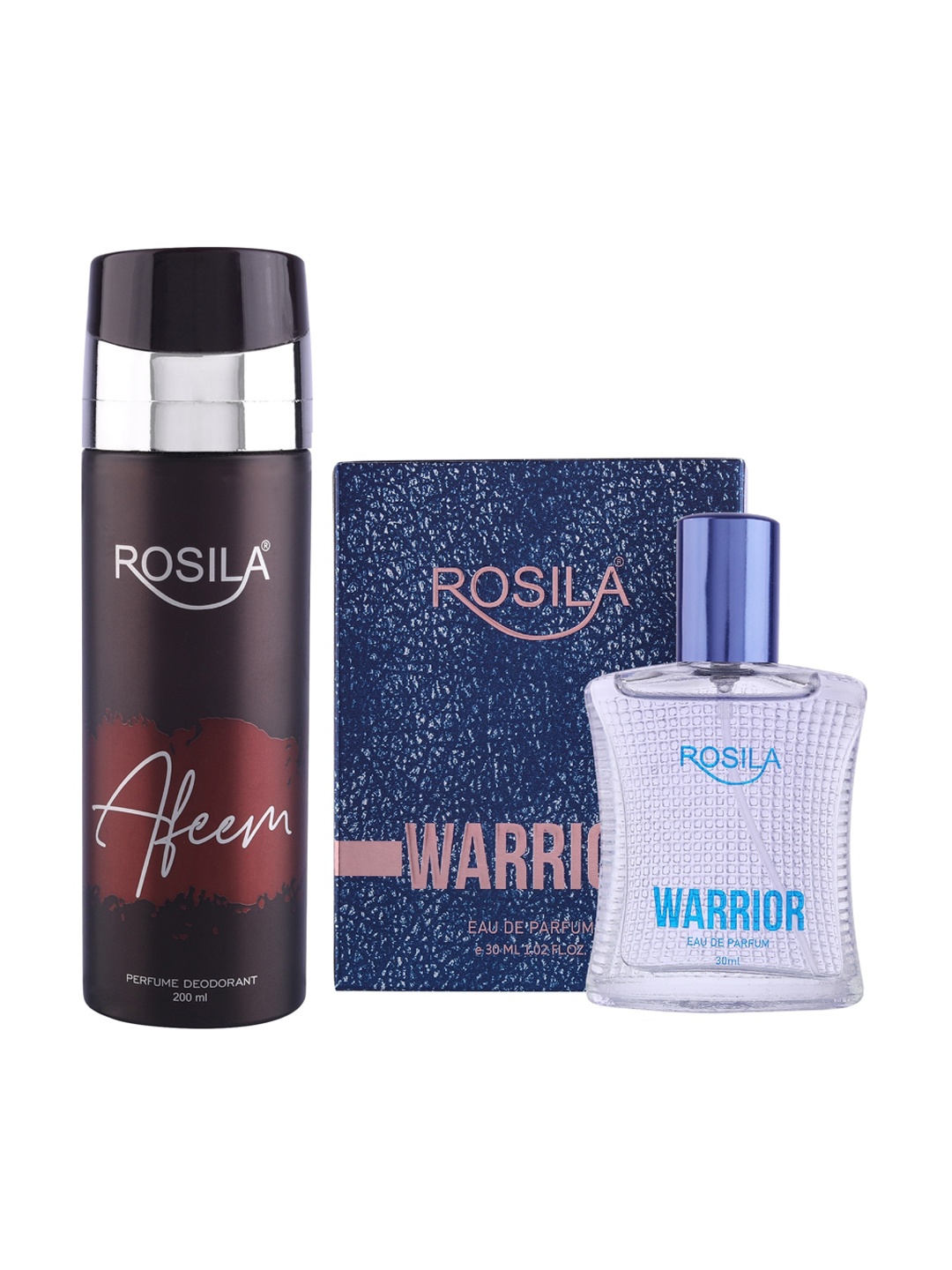 

ROSILA Set of Afeem Deodorant Body Spray 200ml & Warrior Eau de Parfum 30ml, Burgundy