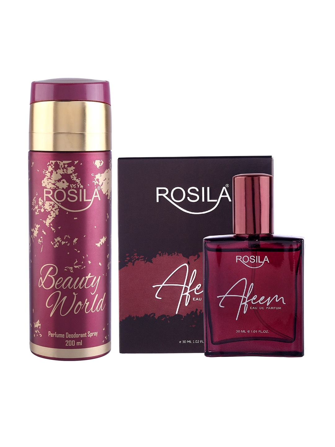 

ROSILA Combo of Beauty World Deodorant 200 ml & Afeem Eau De Parfum 30 ml, Maroon