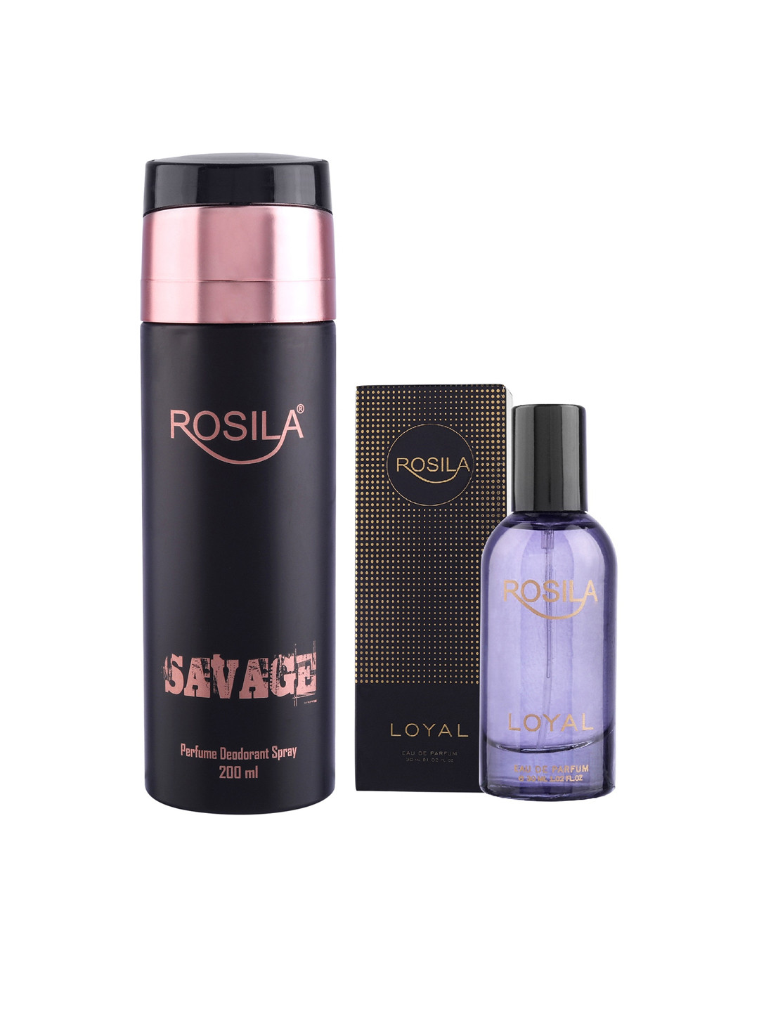 

ROSILA Set of Loyal Eau De Parfum 30 ml & Savage Deodorant 200 ml, Black