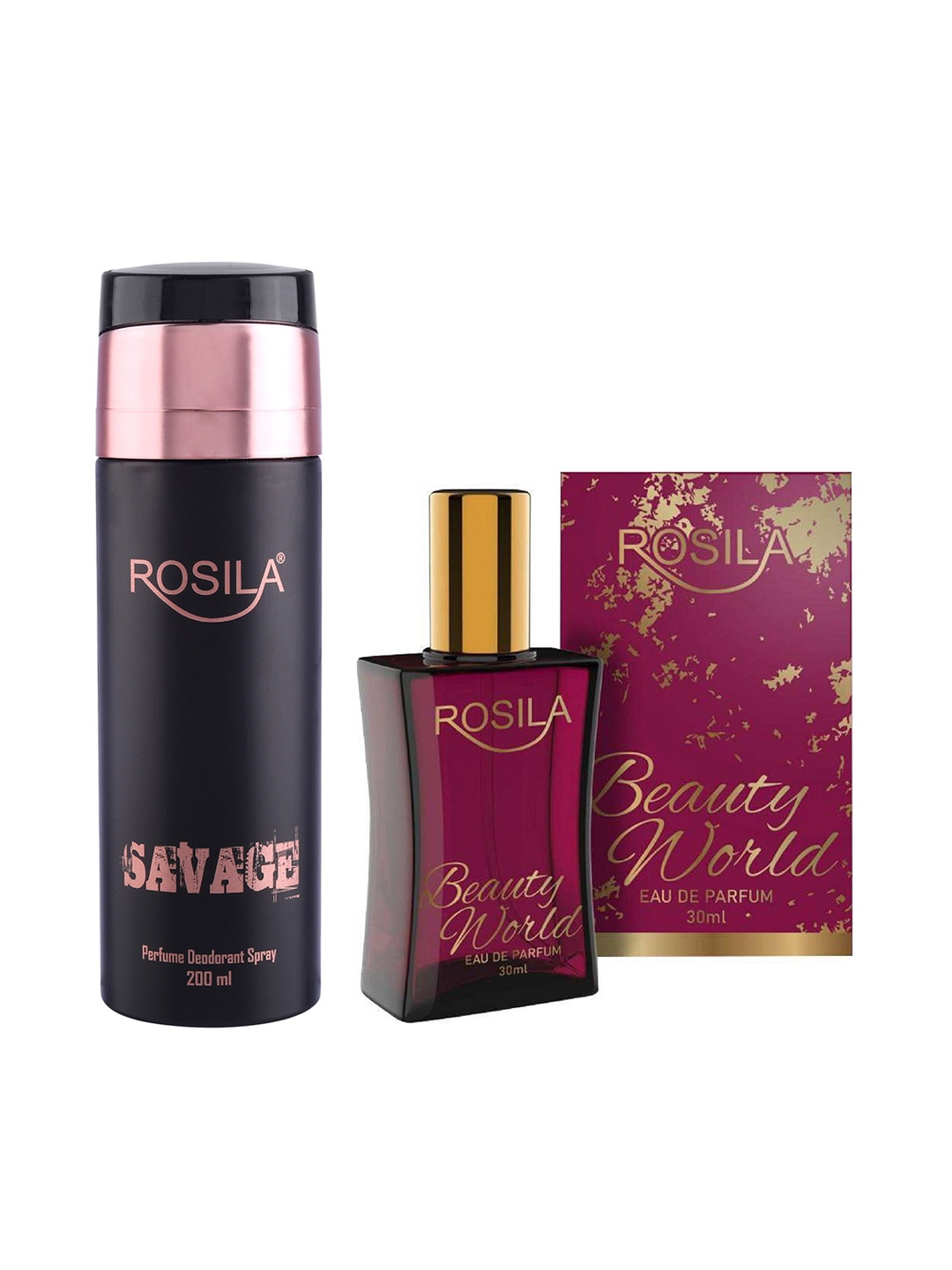 

ROSILA Set of Beauty World Eau De Parfum 30 ml & Savage Deodorant 200 ml, Black