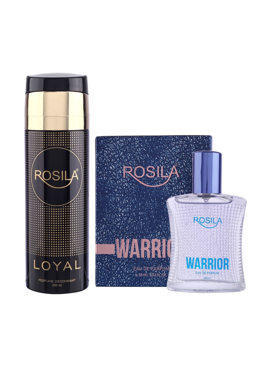 

ROSILA Combo of Loyal Deodorant Body Spray 200 ml & Warrior Eau De Parfum 30 ml, Black