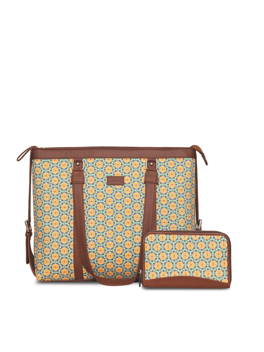 

ZOUK Green Geometric Printed Structured Sling Bag with Cut Work