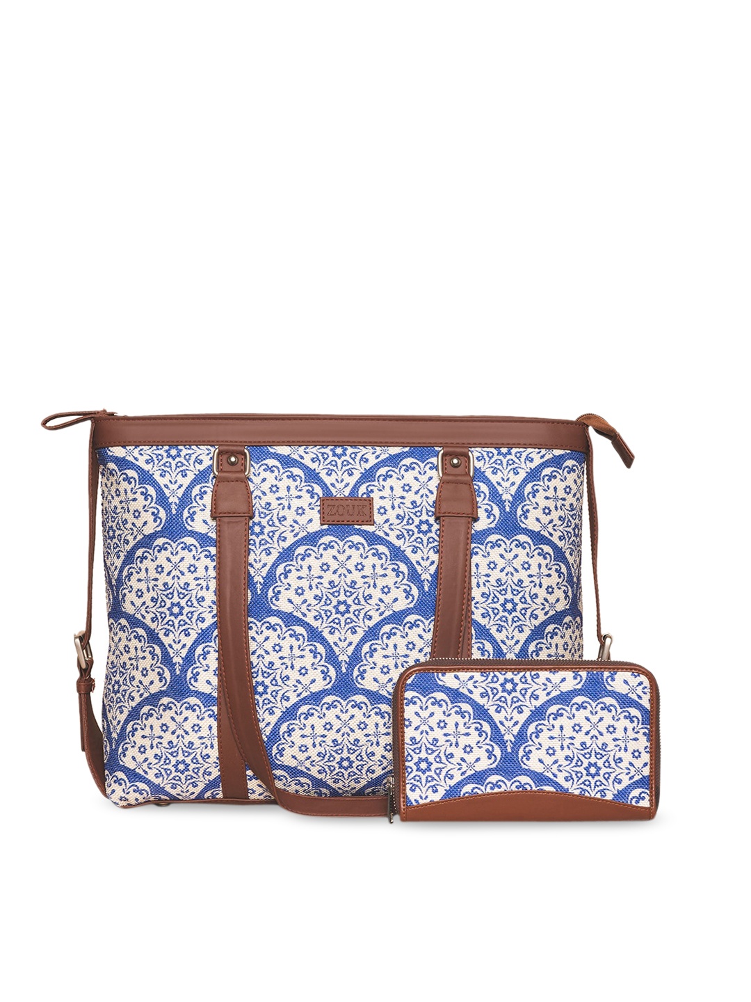 

ZOUK White Ethnic Motifs Printed Structured Sling Bag with Bow Detail