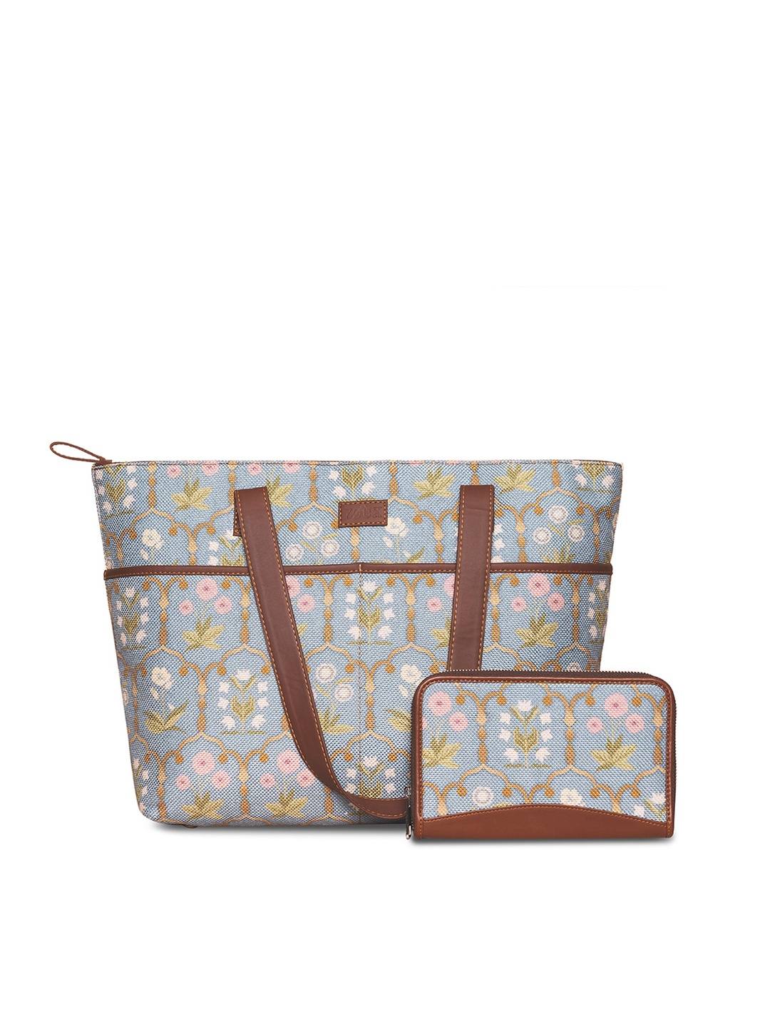 

ZOUK Blue Floral Printed Structured Sling Bag
