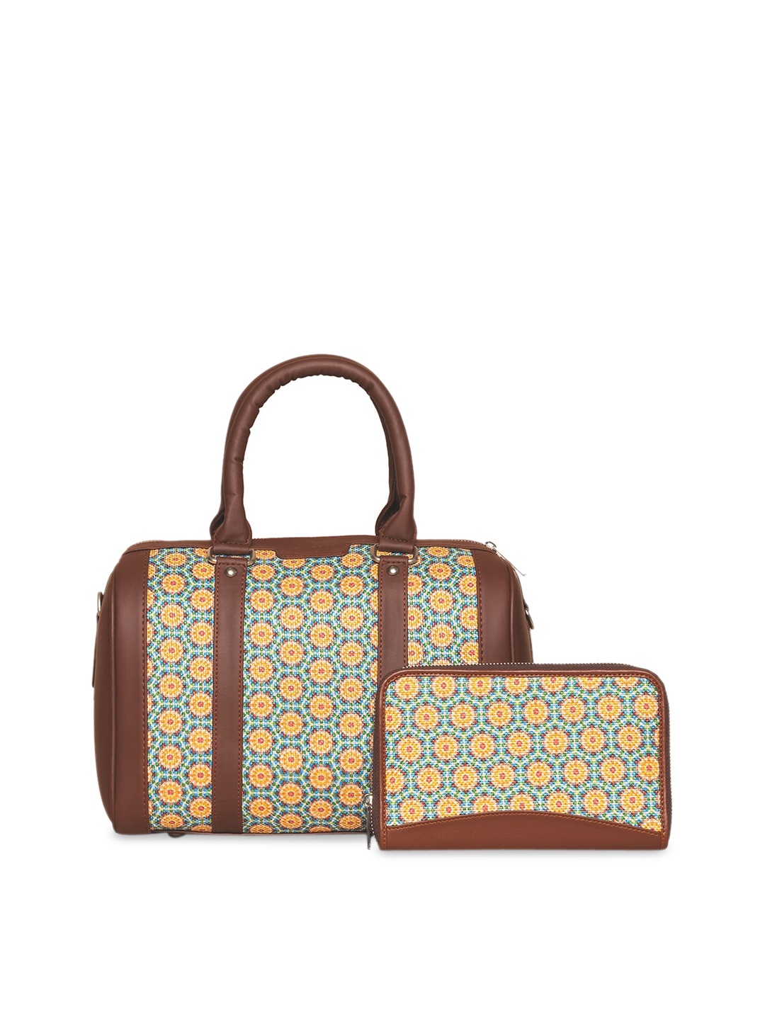 

ZOUK Green Ethnic Motifs Printed Structured Handheld Bag with Cut Work