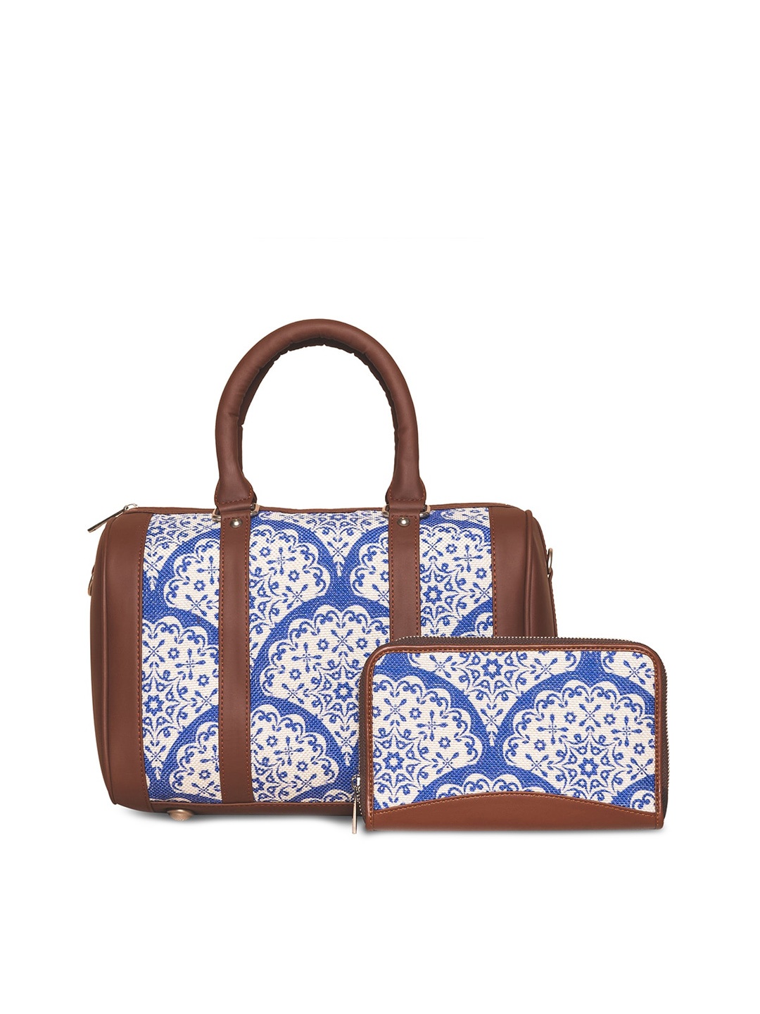 

ZOUK White Ethnic Motifs Printed Structured Handheld Bag with Tasselled