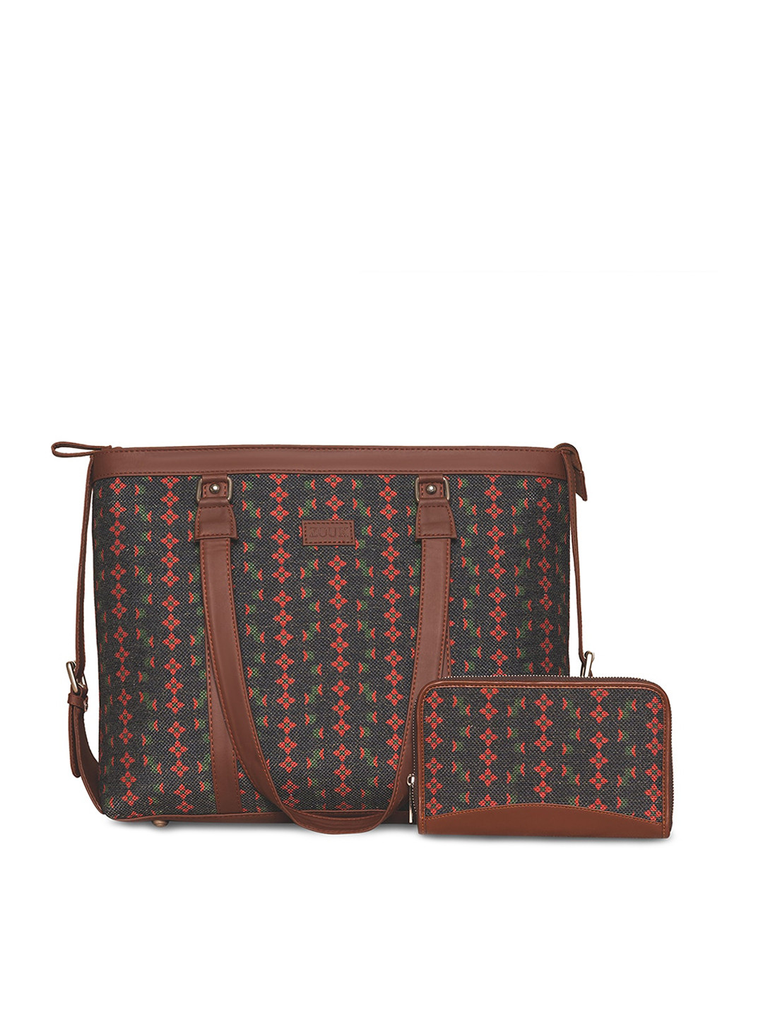 

ZOUK Black Geometric Printed Bucket Sling Bag with Cut Work