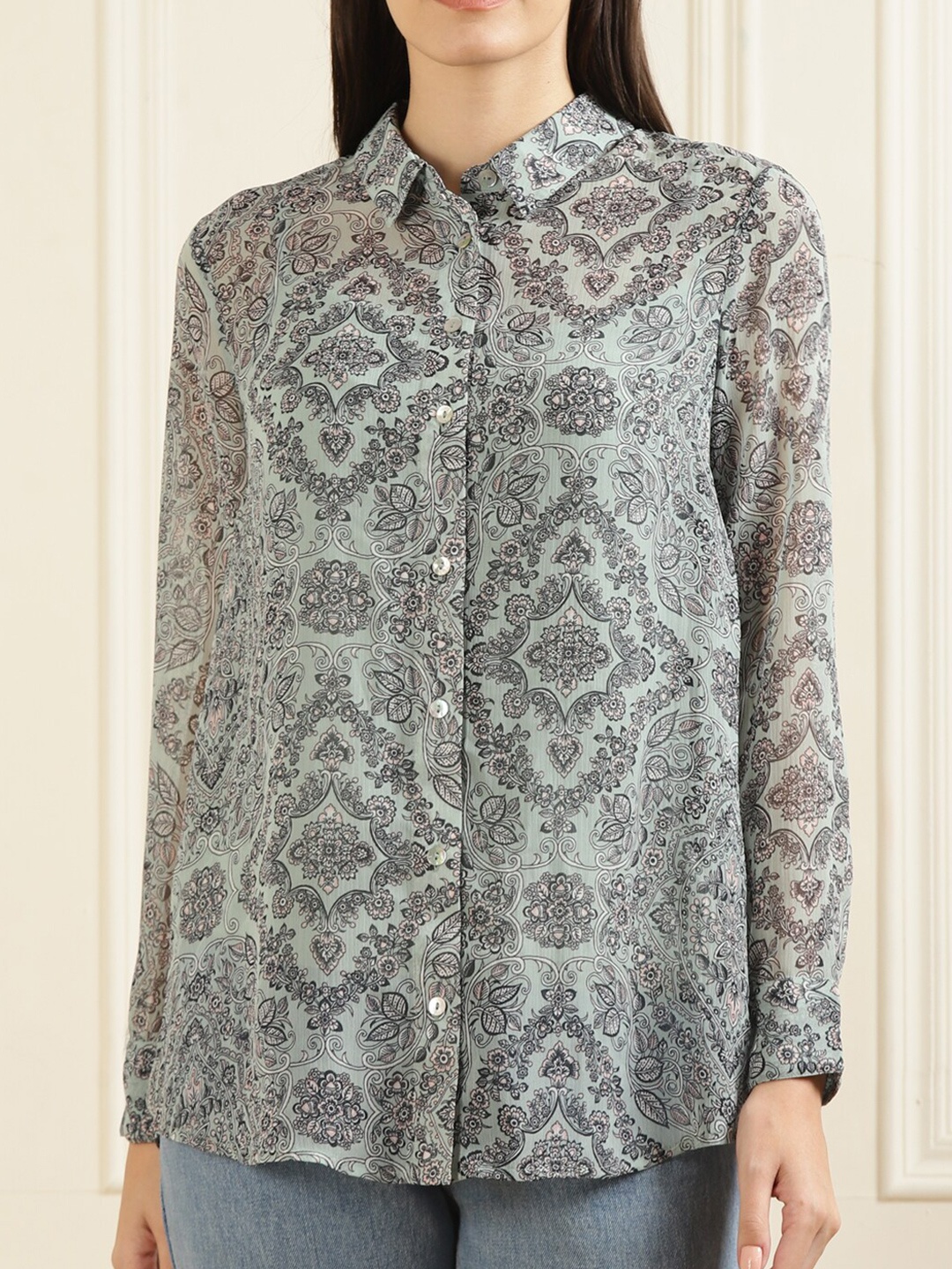 

Phase Eight Women Blue Floral Printed Casual Shirt