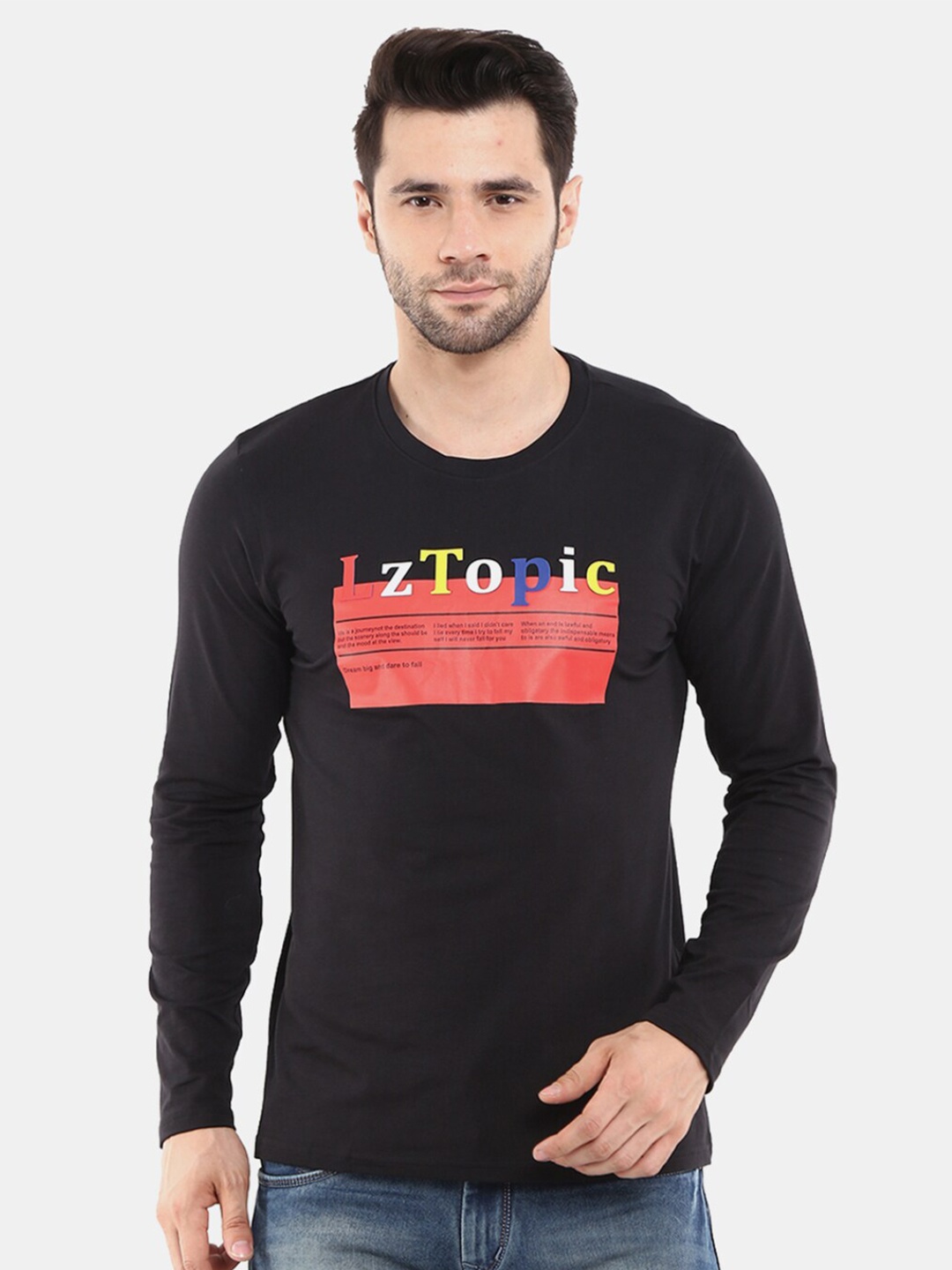 

V-Mart Men Black Typography Printed Slim Fit T-shirt