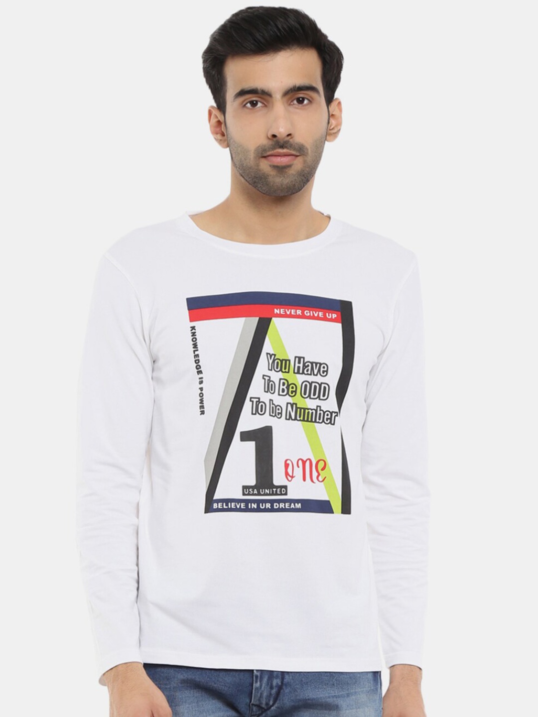 

V-Mart Men White Typography Printed T-shirt