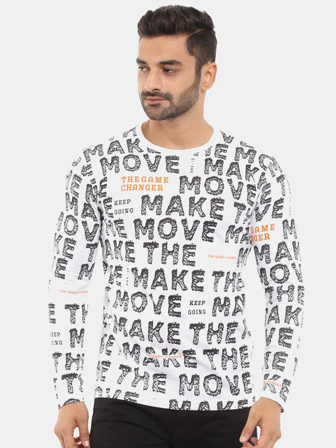 

V-Mart Men White Typography Printed Slim Fit T-shirt