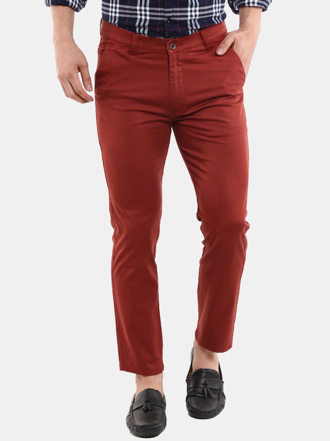 

V-Mart Men Rust Chinos Trousers