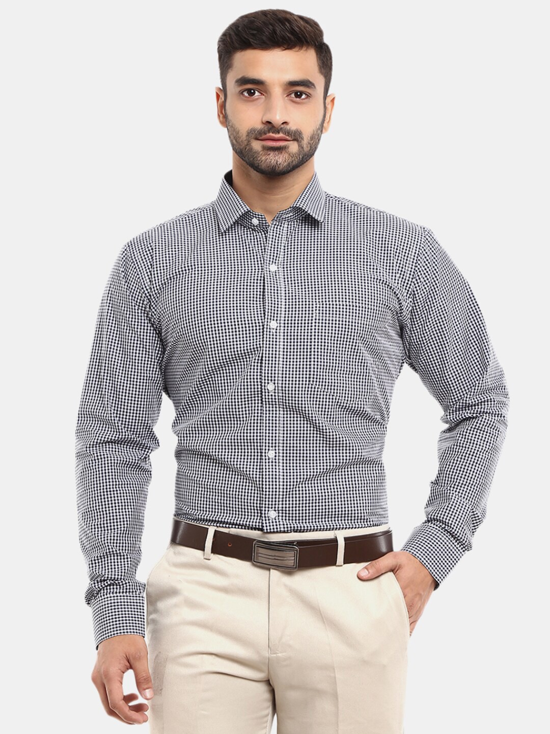 

V-Mart Men Black Micro Checks Checked Formal Shirt