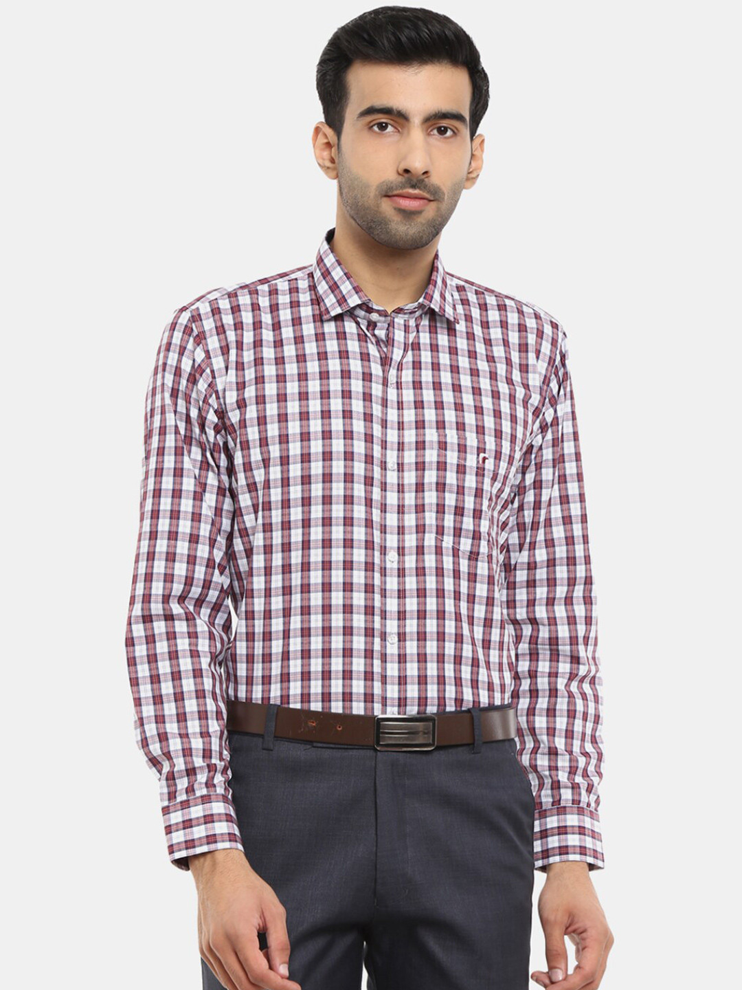 

V-Mart Men Red & White Checked Formal Shirt