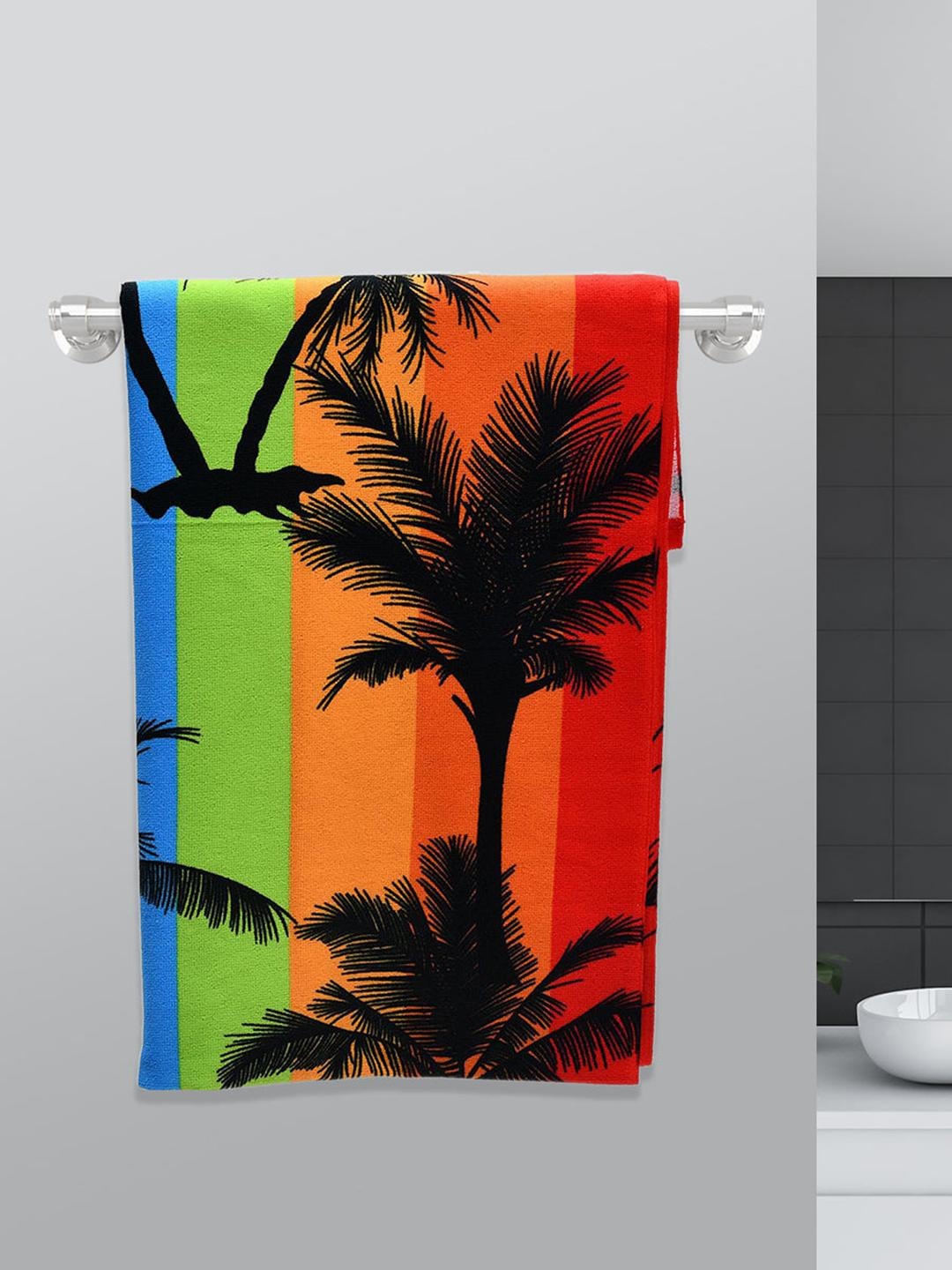 

Athome by Nilkamal Yellow & Pink Coconut Tree Printed 250 GSM Bath Towel