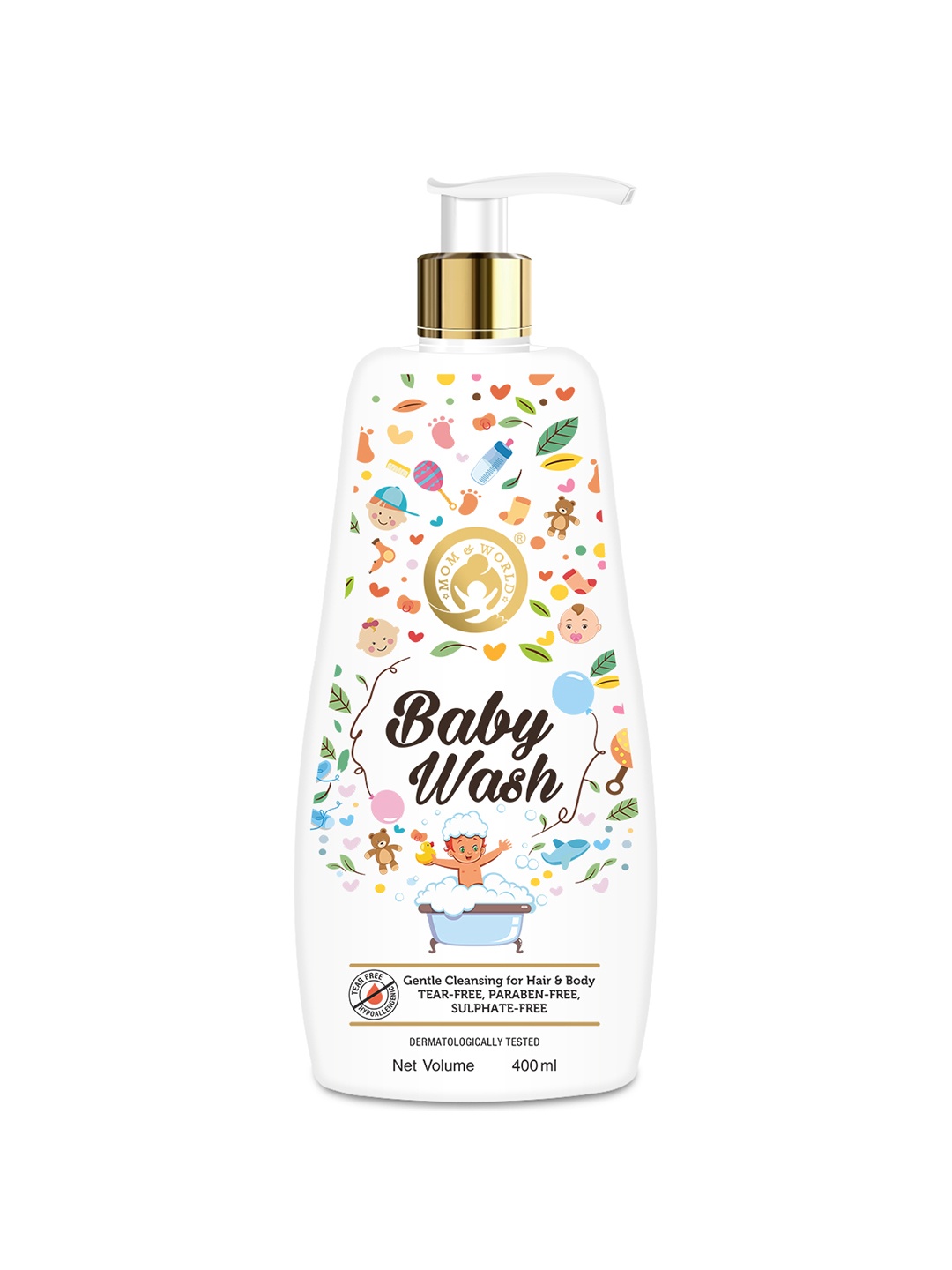 

Mom & World Tear Free Baby Wash for Hair & Body - 400ml, White