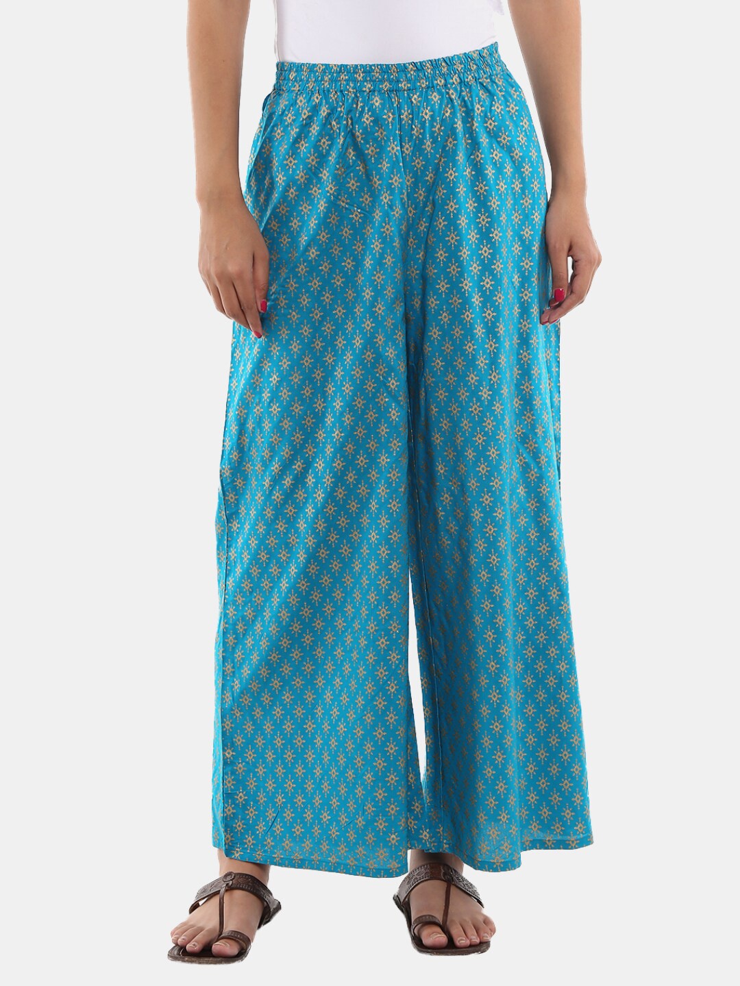 

Desi Mix Women Teal Palazzos