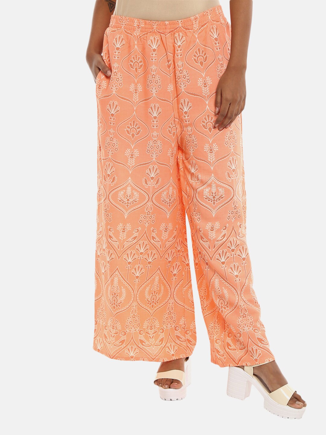 

Desi Mix Women Peach-Coloured Ethnic Motifs Printed Ethnic Palazzos